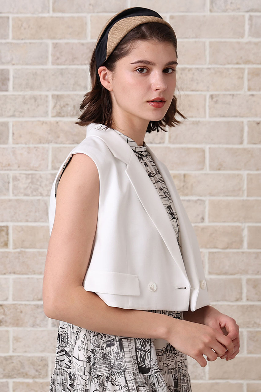 ANAYI(アナイ)｜リネンライクビエラショートジレ/ホワイト の通販