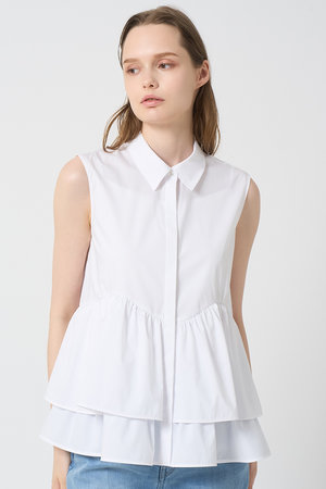 アナイ/ANAYIのタフタフリルペプラムシャツ(110400/110401)