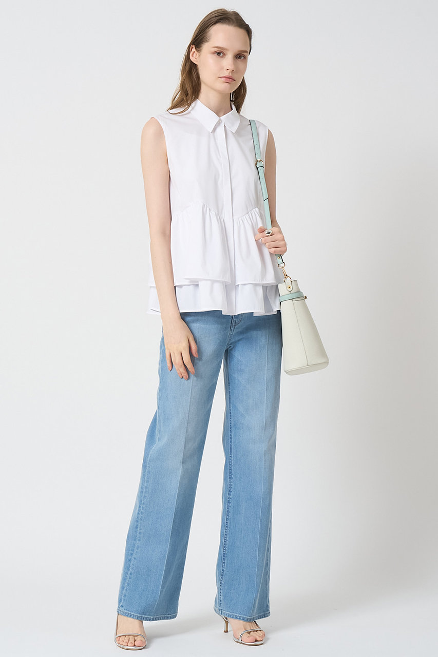 ANAYI(アナイ)｜タフタフリルペプラムシャツ/ホワイト の通販