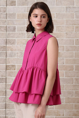 アナイ/ANAYIのタフタフリルペプラムシャツ(110400/110401)