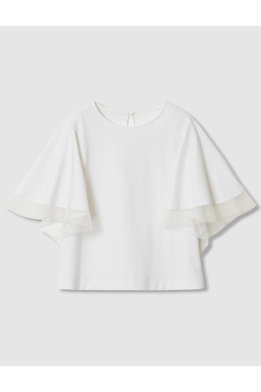 ANAYI ポンチオーガン使いフレア袖 プルオーバー (ホワイト, 38) アナイ ELLE SHOP ANAYI ポンチオーガン使いフレア袖 プルオーバー (ホワイト, 38) アナイ ELLE SHOP