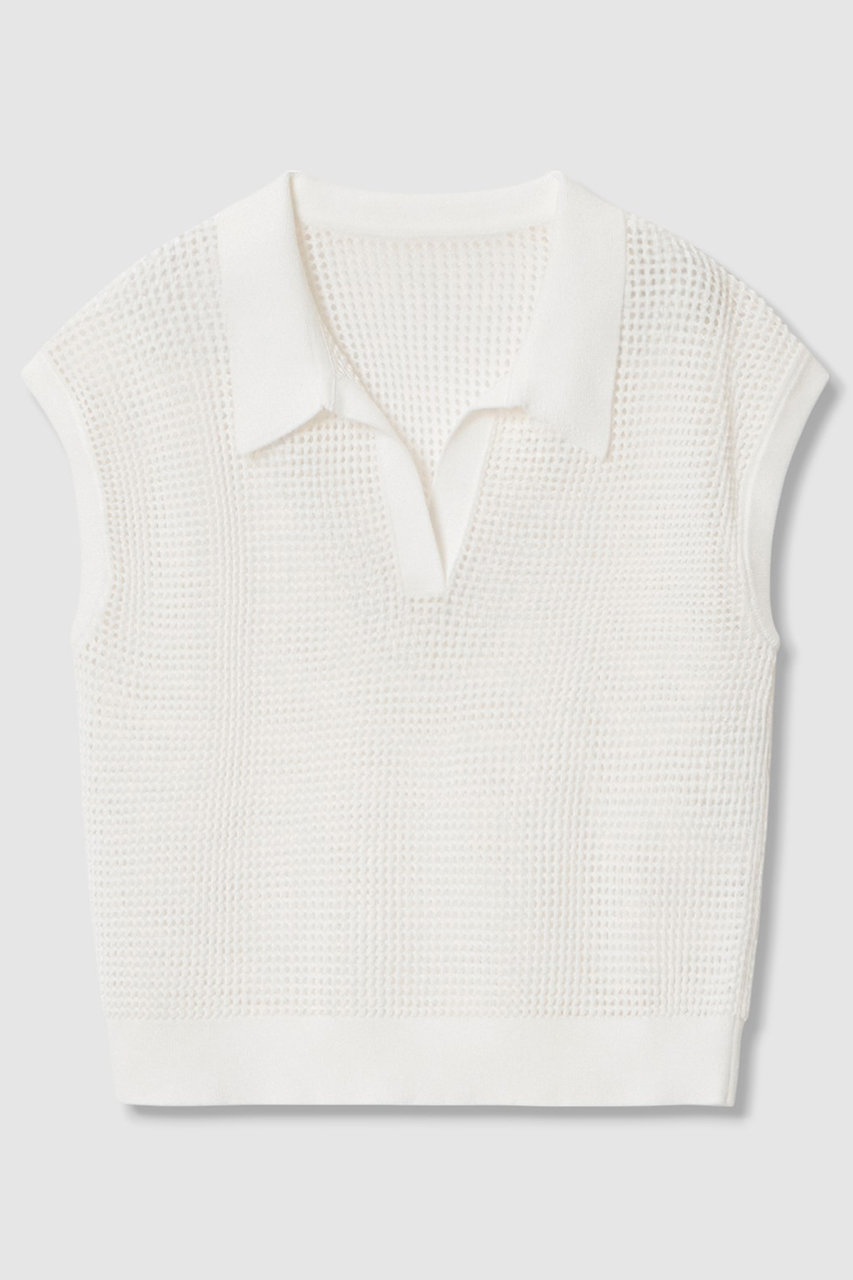 アナイ/ANAYIのメッシュポロプルオーバー(ホワイト/10252816150-98-380)