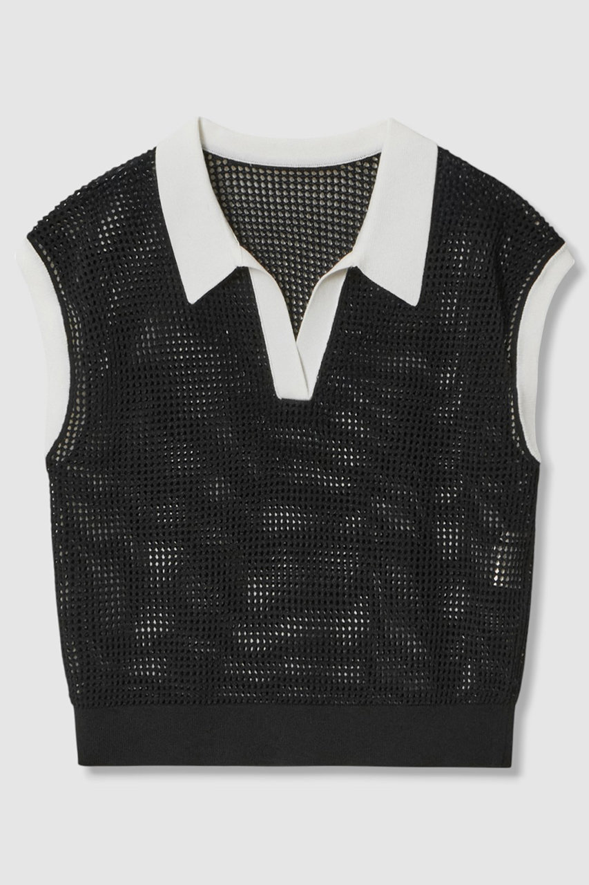 アナイ/ANAYIのメッシュポロプルオーバー(ブラック/10252816150-98-380)