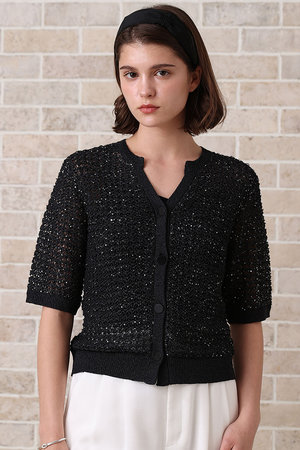 アナイ/ANAYIのシークインペーパーヤーン カーディガン(110300/110303)