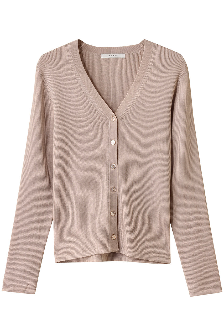 ANAYI(アナイ)｜アセテートポリエステルVカーディガン/ピンクベージュ