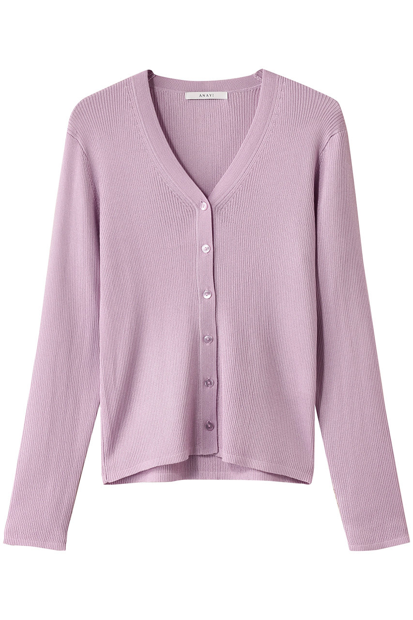 アナイ/ANAYIのアセテートポリエステルVカーディガン(パープル/10252816010-81-380)