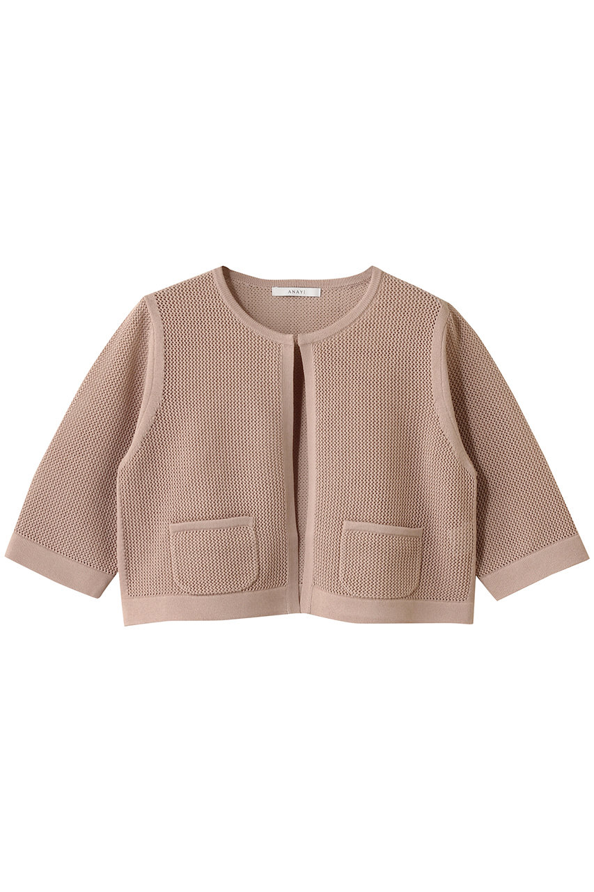 ANAYI サマーメッシュショートカーディガン (ピンクベージュ, 38) アナイ ELLE SHOP ANAYI サマーメッシュショートカーディガン (ピンクベージュ, 38) アナイ ELLE SHOP