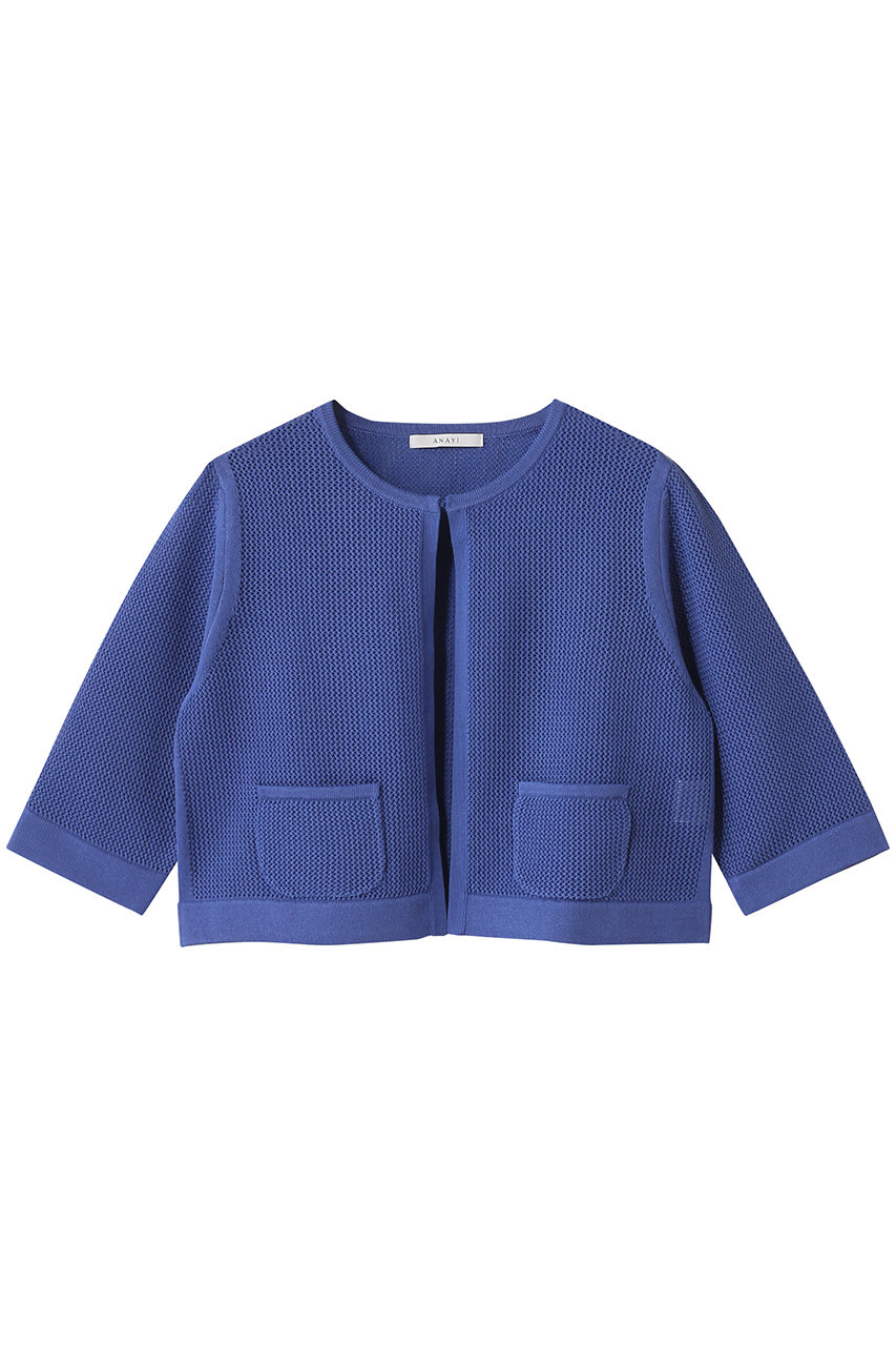 ANAYI サマーメッシュショートカーディガン (ブルー, 38) アナイ ELLE SHOP ANAYI サマーメッシュショートカーディガン (ブルー, 38) アナイ ELLE SHOP