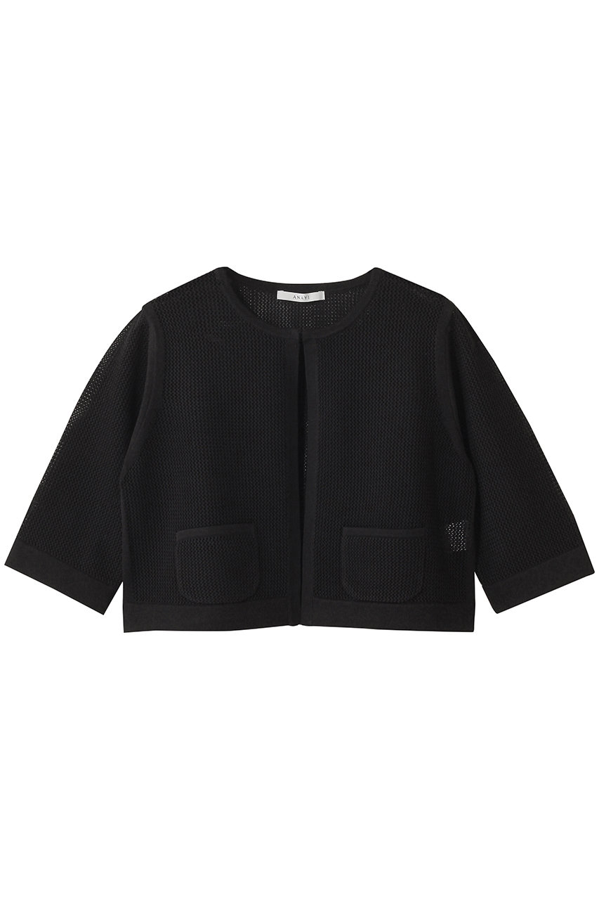 ANAYI サマーメッシュショートカーディガン (ブラック, 38) アナイ ELLE SHOP ANAYI サマーメッシュショートカーディガン (ブラック, 38) アナイ ELLE SHOP