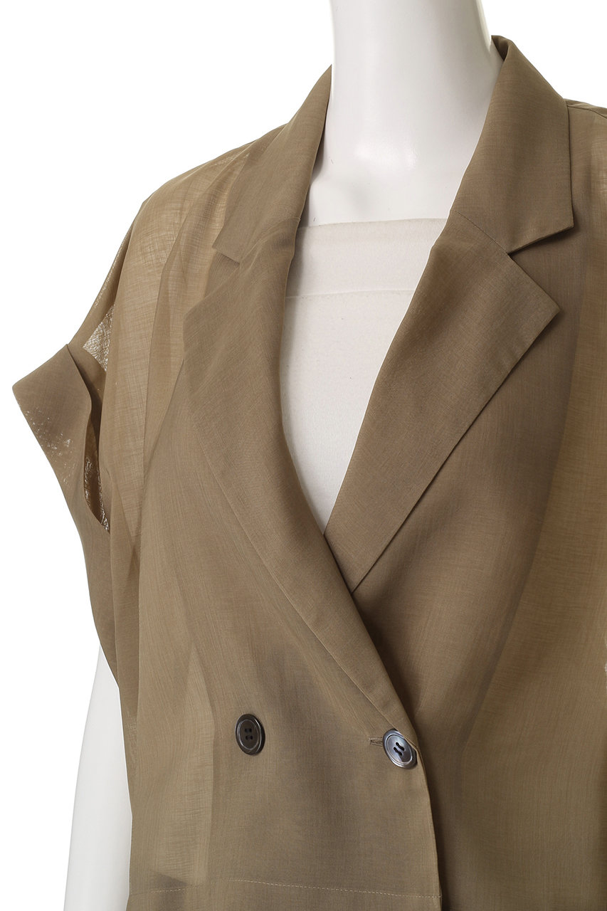 ANAYI(アナイ)｜シアーオーガンフレンチスリーブジャケット/ブラウン