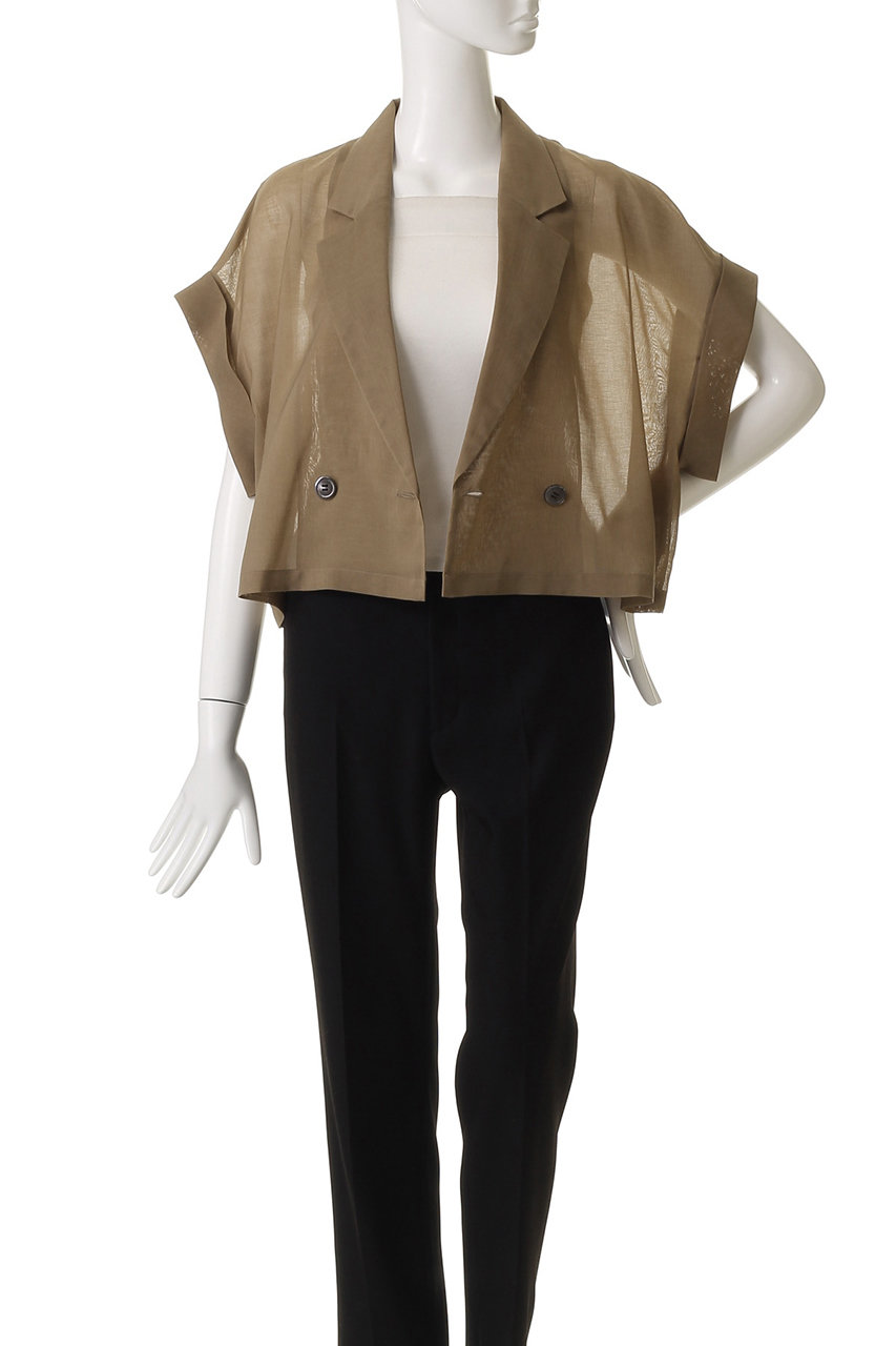 ANAYI(アナイ)｜シアーオーガンフレンチスリーブジャケット/ブラウン