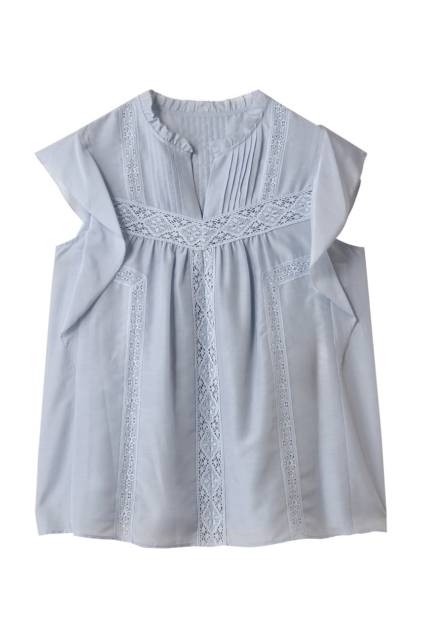 アナイ/ANAYIのコットンシルクレースコンビブラウス(ブルー/10252713160-81-380)