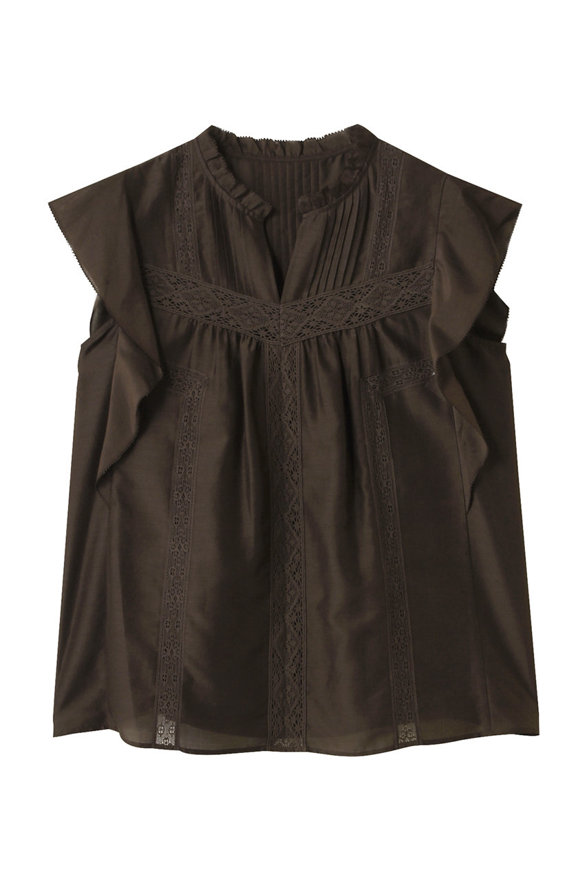 アナイ/ANAYIのコットンシルクレースコンビブラウス(ブラウン/10252713160-81-380)