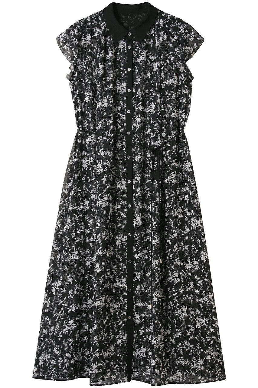 ANAYI モノトーンフラワーPTシャツワンピース (ブラック, 36) アナイ ELLE SHOP ANAYI モノトーンフラワーPTシャツワンピース (ブラック, 36) アナイ ELLE SHOP