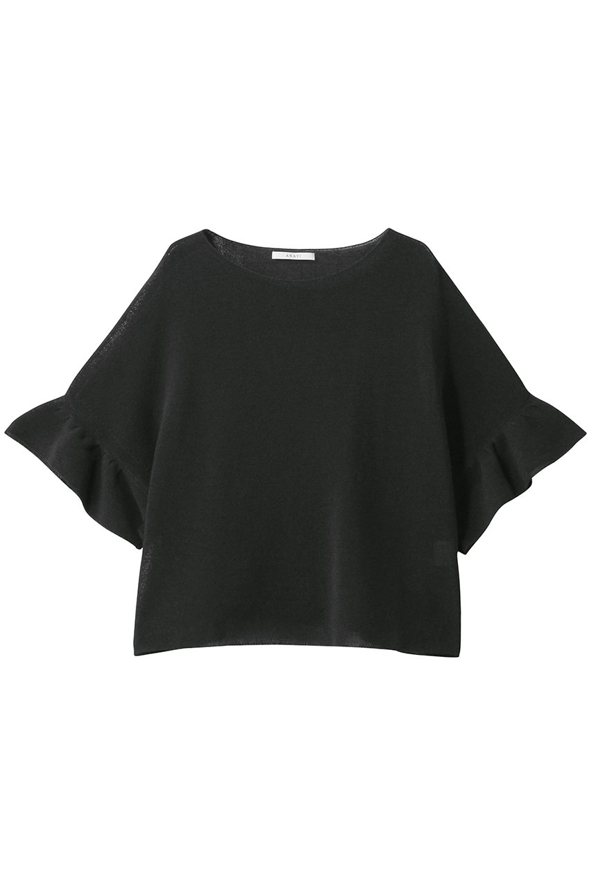 アナイ/ANAYIの和紙ガーターフリル袖プルオーバー(ブラック/10252816770-95-380)