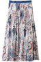 ボタニカルペイズリープリーツスカート アナイ/ANAYI ブルー