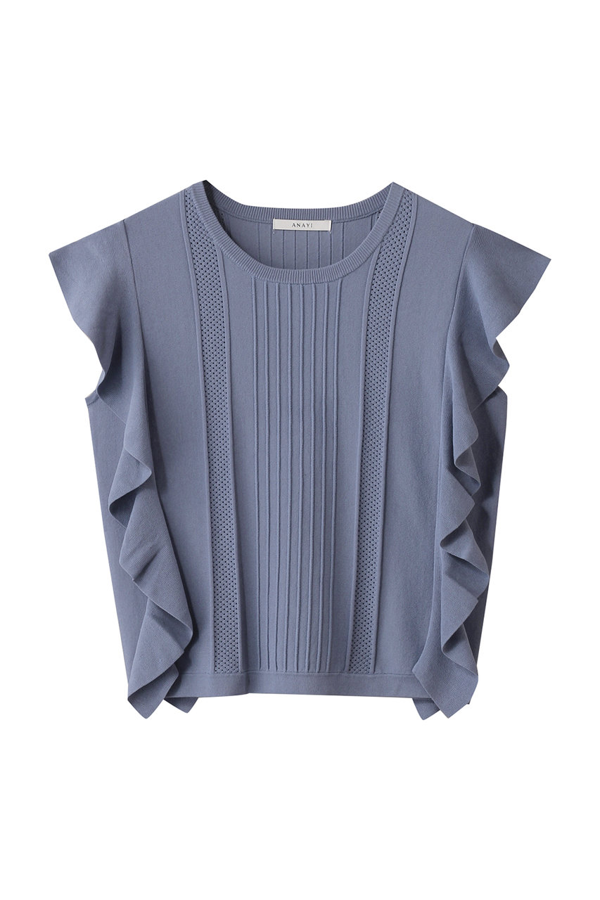 ANAYI ビラテラールラッフルプルオーバー (ブルー, 38) アナイ ELLE SHOP