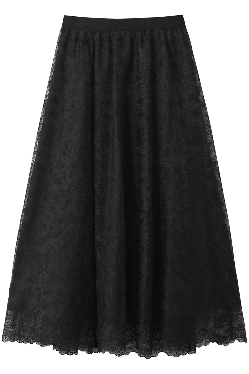 ANAYI レースフラワーチュールギャザースカート (ブラック, 36) アナイ ELLE SHOP ANAYI レースフラワーチュールギャザースカート (ブラック, 36) アナイ ELLE SHOP