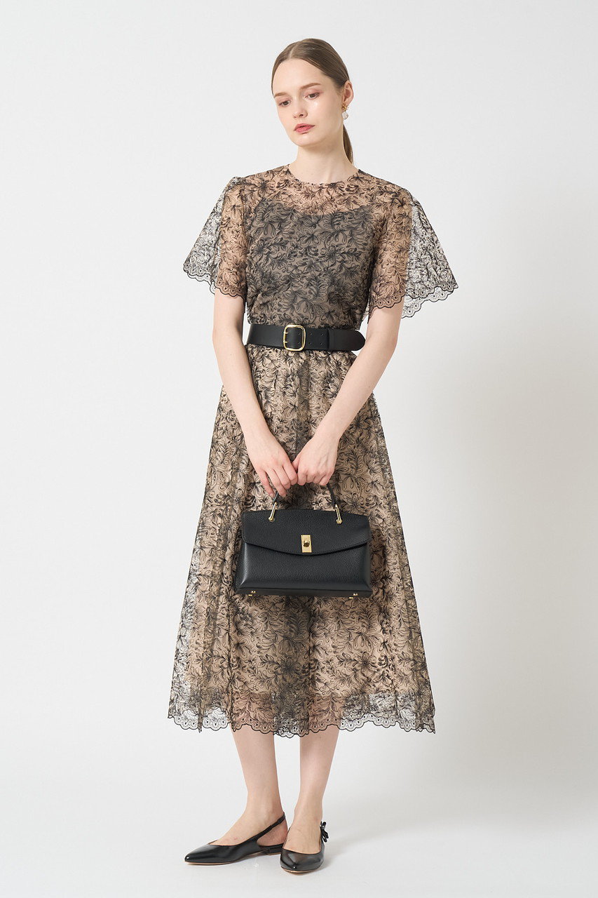 レースフラワーチュールTブラウス 【美品】ANAYI アナイ チュール 