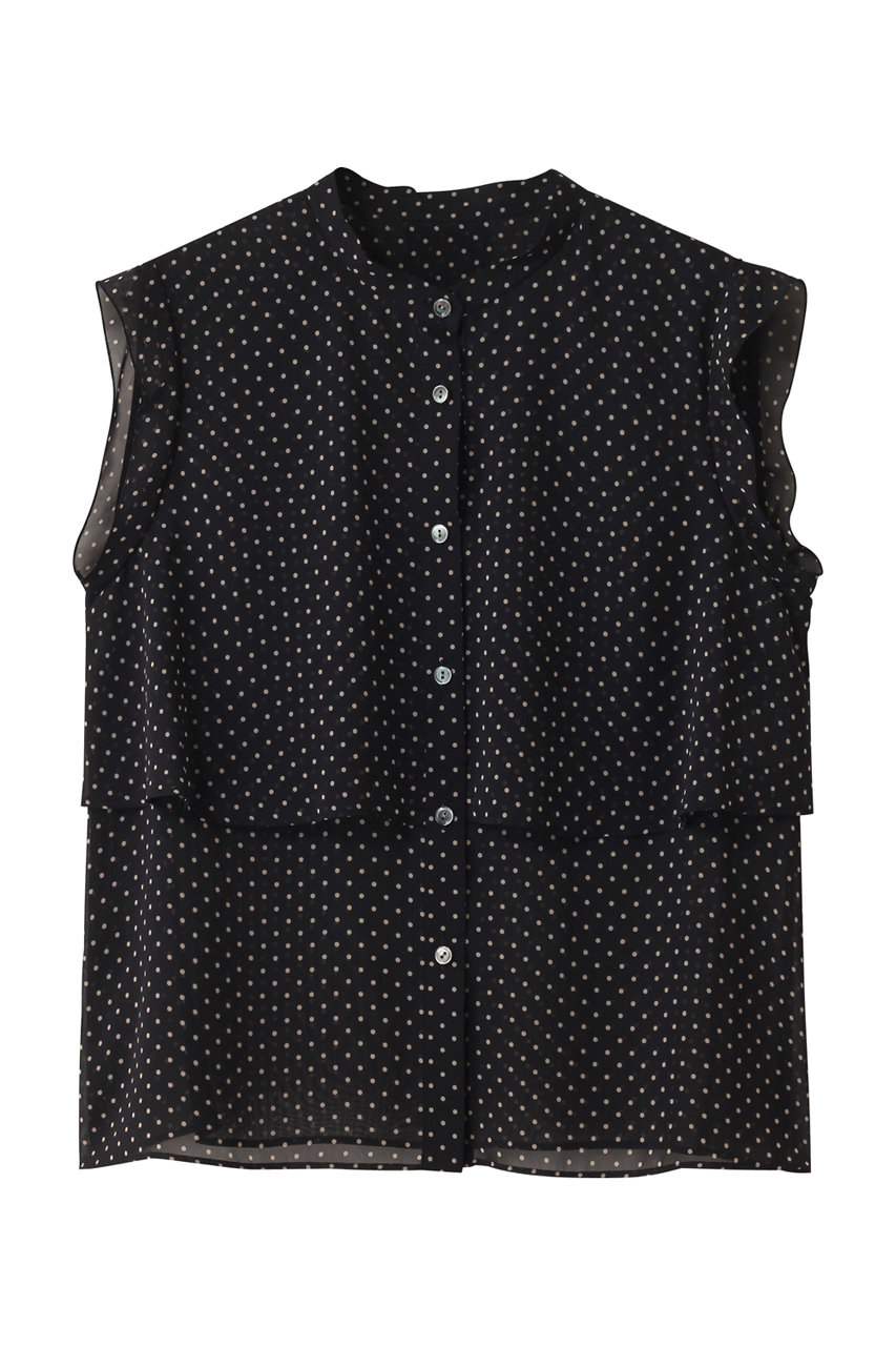 ドットPTシフォンノースリーブブラウス