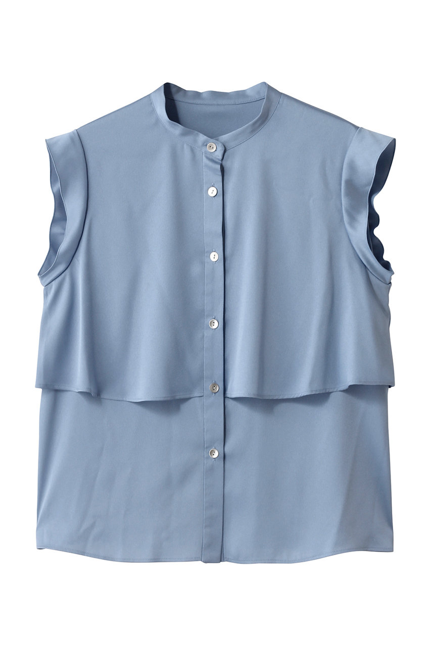 ANAYI バックサテンノースリーブブラウス (ブルー, 38) アナイ ELLE SHOP ANAYI バックサテンノースリーブブラウス (ブルー, 38) アナイ ELLE SHOP