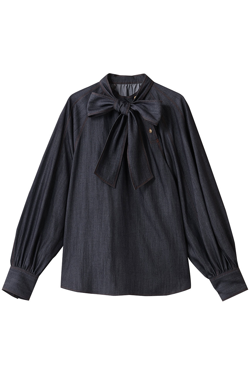 ANAYI ライトデニムライクボウブラウス (ブルー, 38) アナイ ELLE SHOP