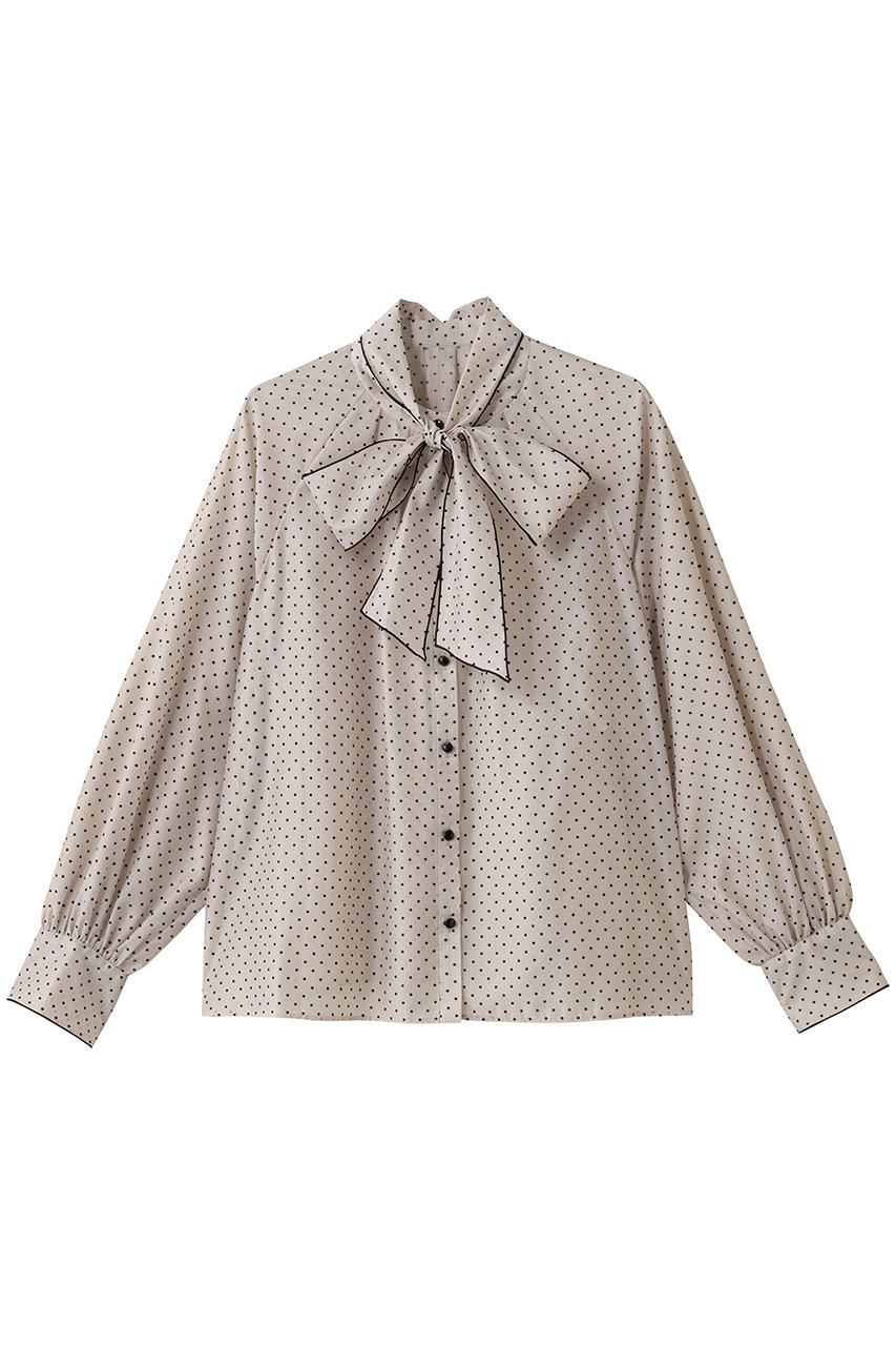 ANAYI ドットオーガンジーリボンブラウス (ベージュ, 38) アナイ ELLE SHOP ANAYI ドットオーガンジーリボンブラウス (ベージュ, 38) アナイ ELLE SHOP