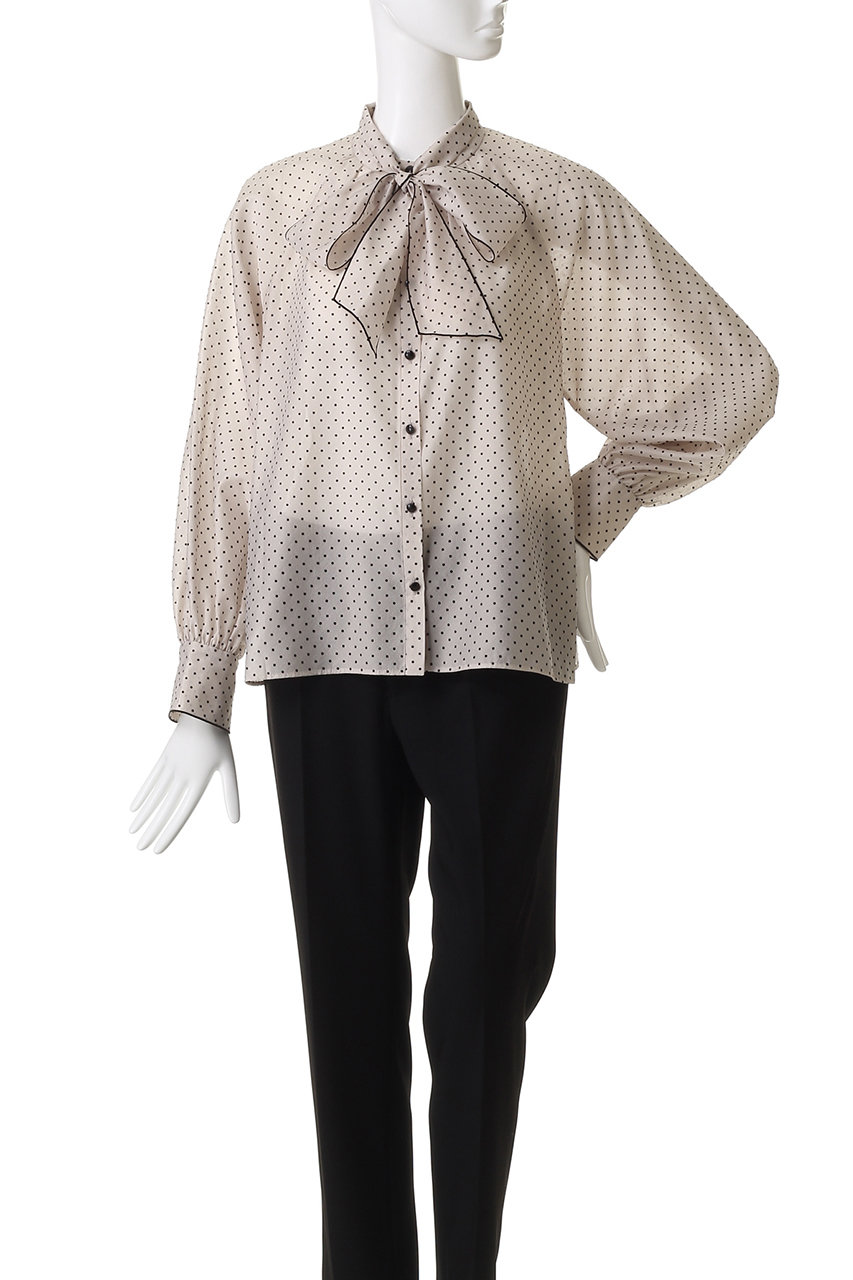 ANAYI(アナイ)｜ドットオーガンジーリボンブラウス/ベージュ の通販
