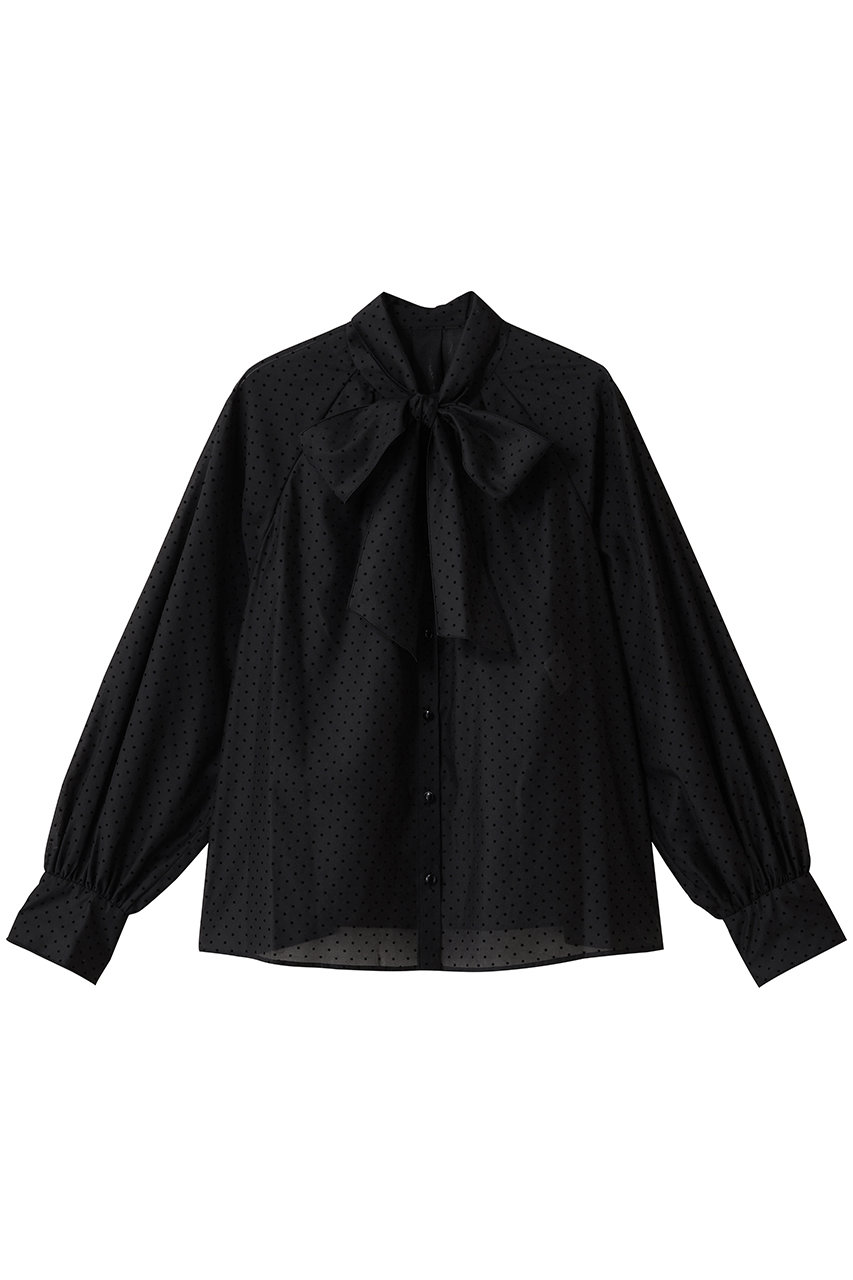 ANAYI ドットオーガンジーリボンブラウス (ブラック, 38) アナイ ELLE SHOP ANAYI ドットオーガンジーリボンブラウス (ブラック, 38) アナイ ELLE SHOP