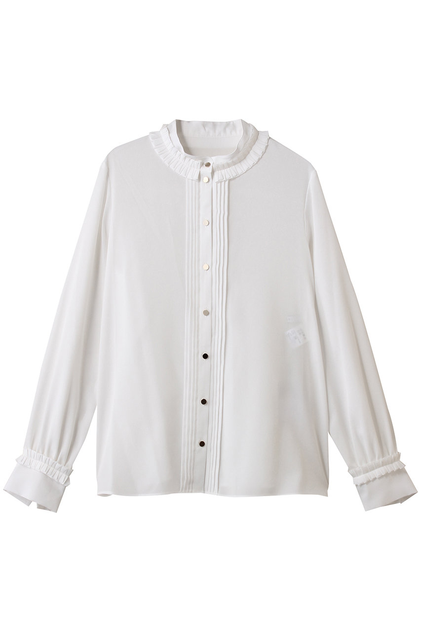 ANAYI ポリデシンプリーツディテールブラウス (ホワイト, 38) アナイ ELLE SHOP ANAYI ポリデシンプリーツディテールブラウス (ホワイト, 38) アナイ ELLE SHOP