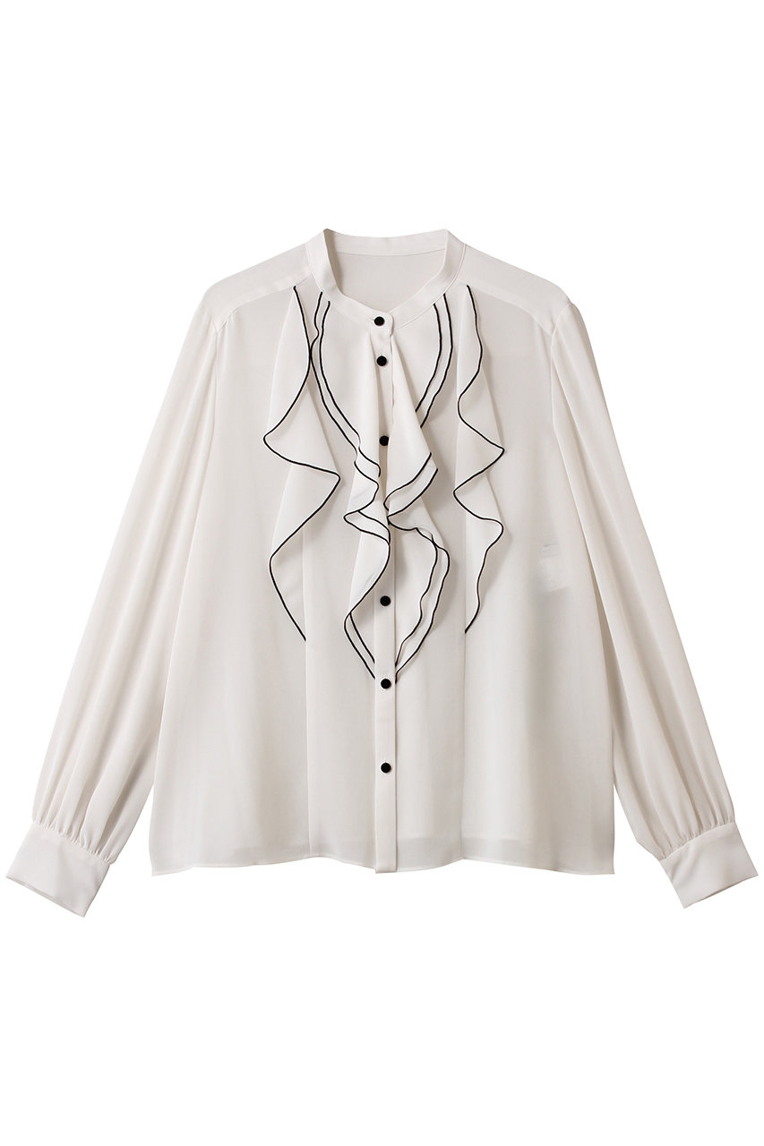 アナイ ANAYI ジョーゼットラッフルバイカラーブラウス ANAYI(アナイ)｜ジョーゼットバイカラーラッフルブラウス/オフ