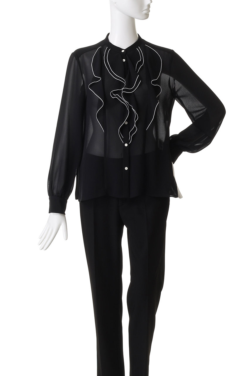 アナイ ANAYI ジョーゼットラッフルバイカラーブラウス ANAYI｜ジョーゼットバイカラーラッフル ブラウス | Rakuten