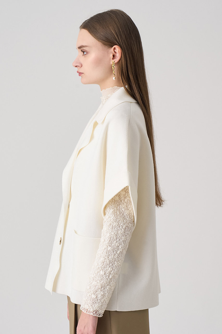 ANAYI パール ジレ ベスト ダブル リネン ホワイト アナイ ジャケット セットアップ対応商品】リネンストレッチダブル ジャケット | ANAYI