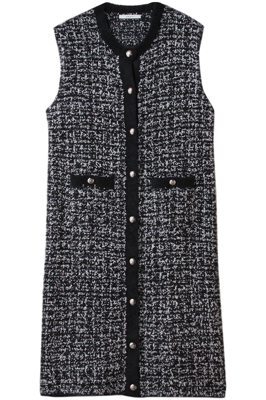 ANAYI モールツイードワンピース (ブルー, 38) アナイ ELLE SHOP