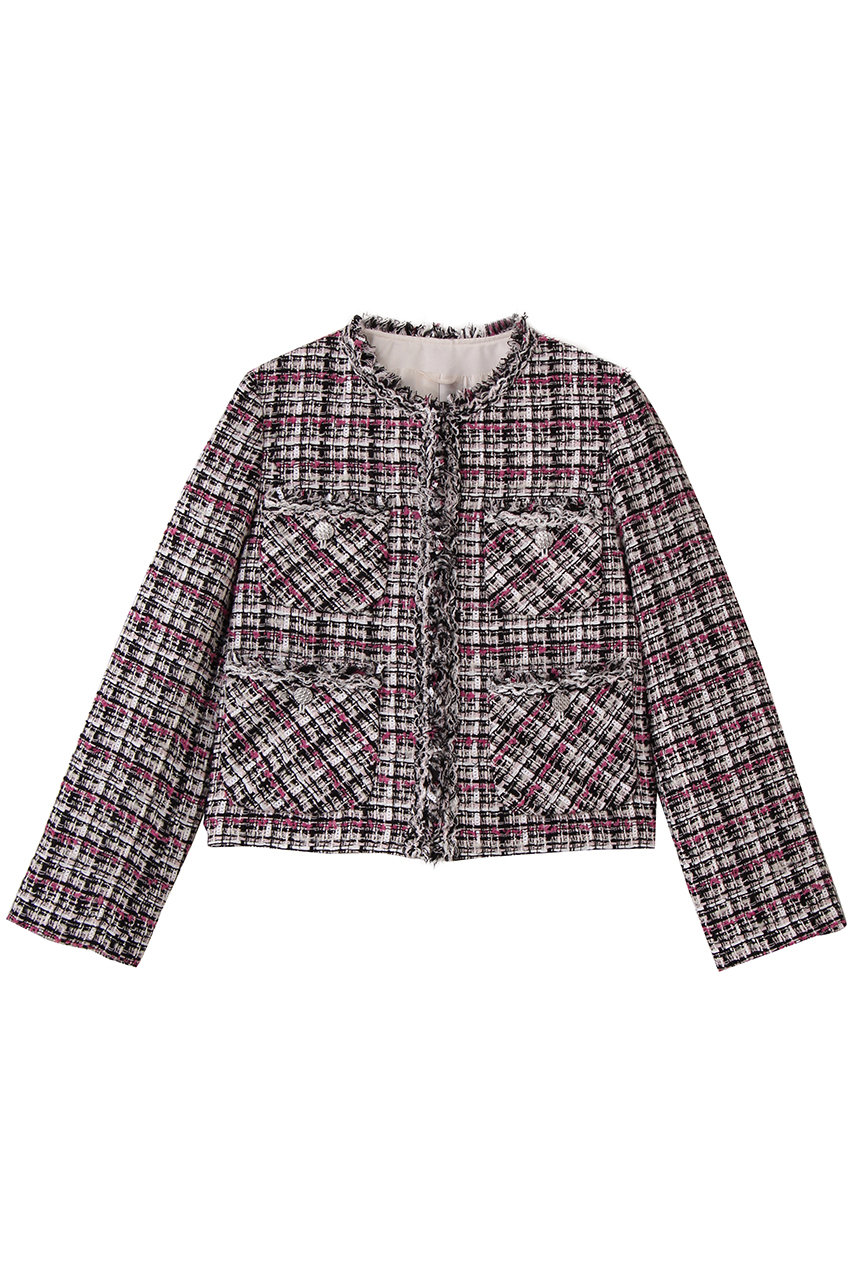 ANAYI ピンクミックスツィード4ポケットジャケット (ピンク, 38) アナイ ELLE SHOP