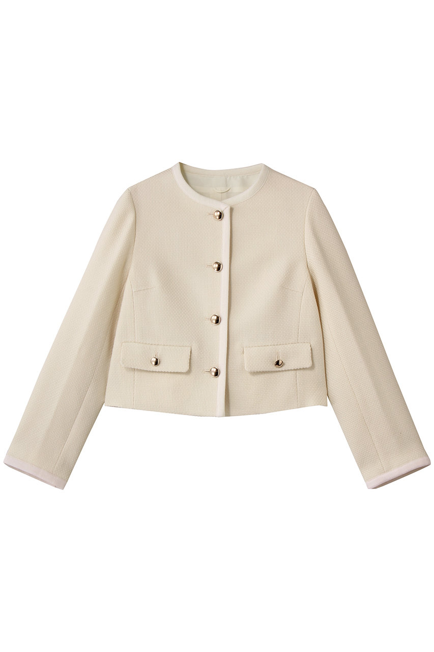 ANAYI ウールプリペラノーカラージャケット (オフホワイト, 36) アナイ ELLE SHOP