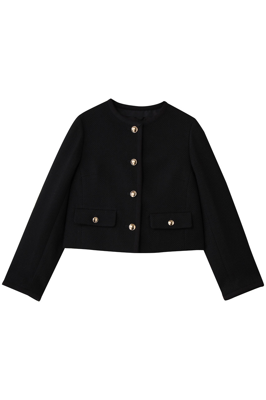 ANAYI ウールプリペラノーカラージャケット (ネイビー, 36) アナイ ELLE SHOP