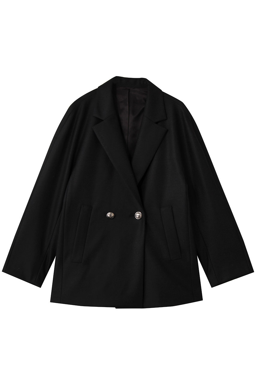 ANAYI ウールジャージードロップジャケット (ブラック, 38) アナイ ELLE SHOP