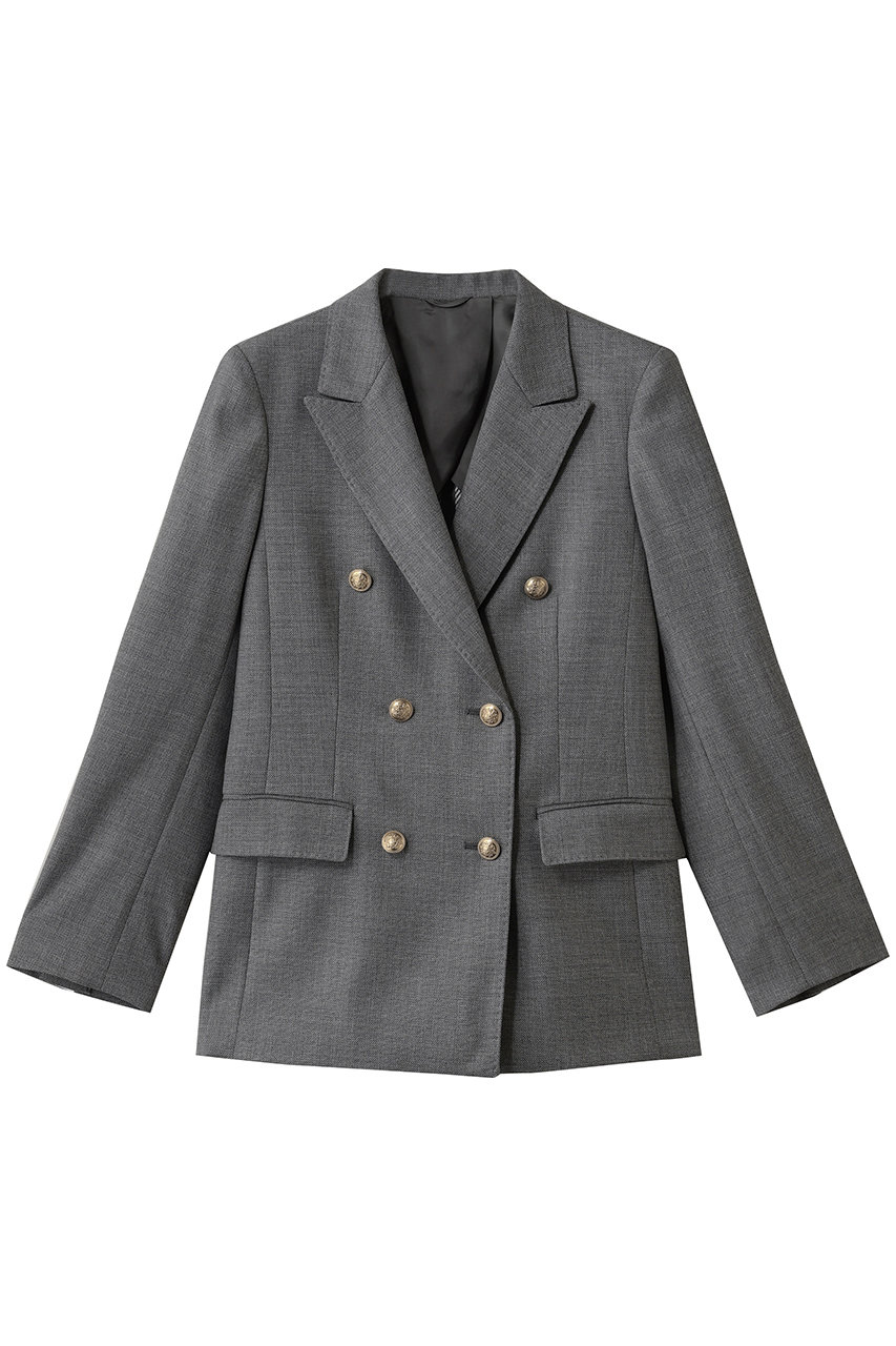 ANAYI ウールオックスダブルジャケット (グレー, 38) アナイ ELLE SHOP