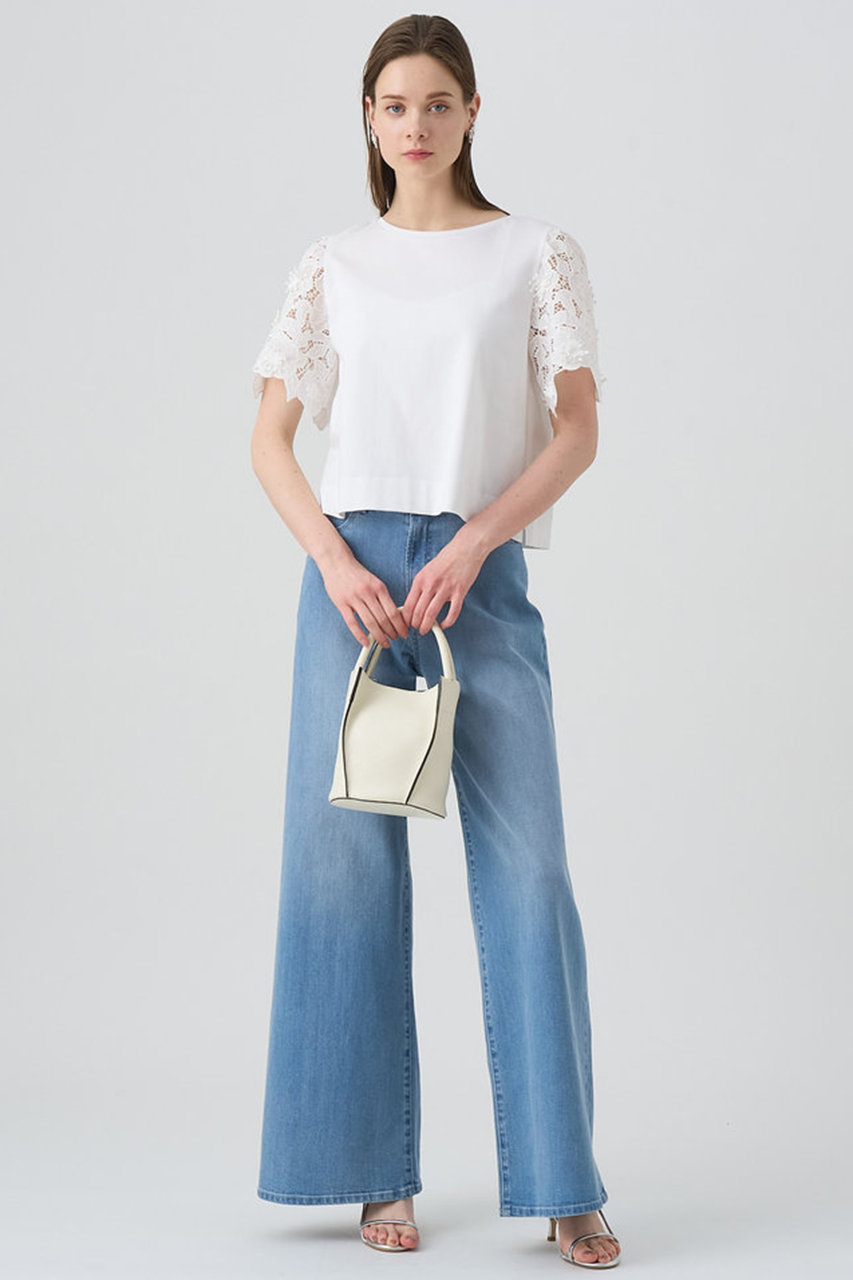 アナイ　tシャツ コンパクトポンチスカラップ袖 プルオーバー　ANAYI 白　M ANAYI(アナイ)｜コンパクトポンチスカラップ袖 プルオーバー/ホワイト
