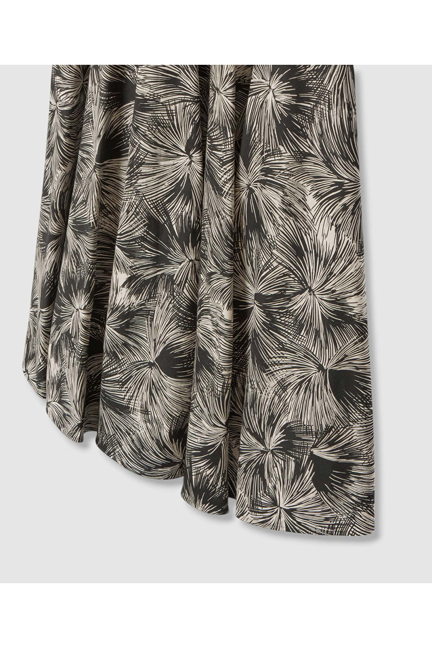 ANAYI(アナイ)｜ブラッシュフラワープリントフレア スカート/ブラック