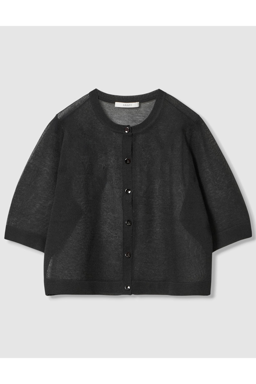 ANAYI ハーフスリーブシアークルー カーディガン (ブラック, 38) アナイ ELLE SHOP ANAYI ハーフスリーブシアークルー カーディガン (ブラック, 38) アナイ ELLE SHOP