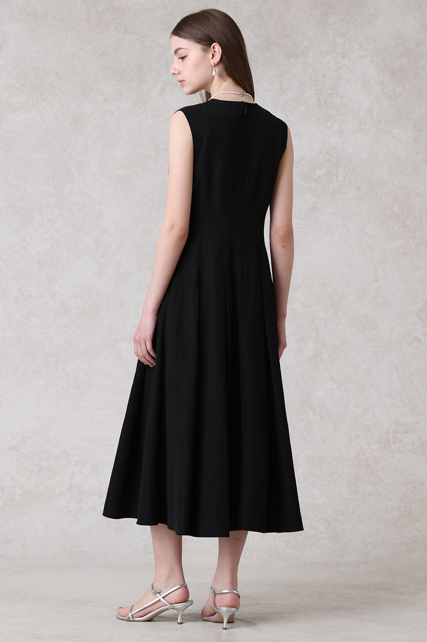 ひーこANAYI アナイ ノースリーブ ロングワンピース ドレープ黒 38 ANAYI(アナイ)｜トリアセリネンノースリーブワンピース/ブラック の