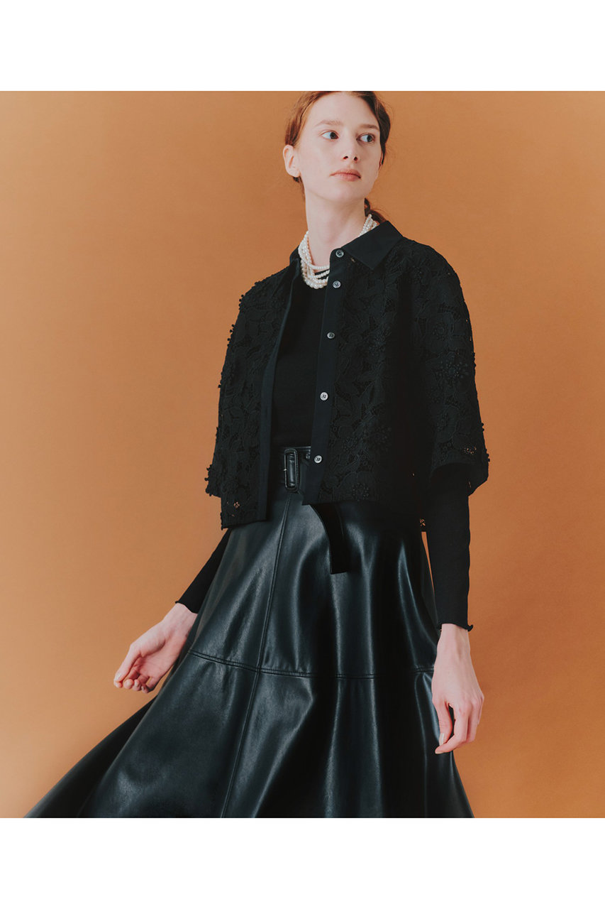 ビッキー様　新品未使用タグ付き　アナイ　フェイクレザー　スカート ANAYI(アナイ)｜フェイクレザージャンパー スカート/ブラック の通販