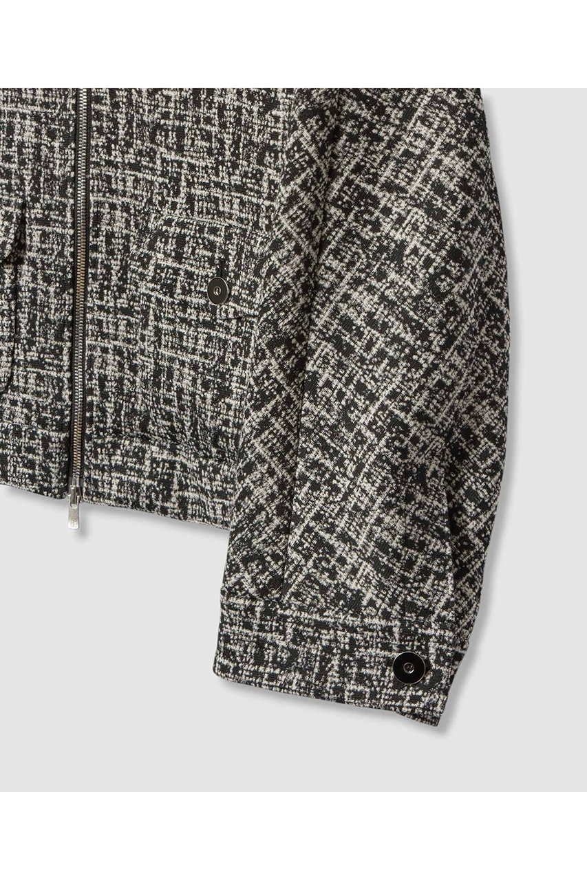 ANAYI(アナイ)｜ツイーディージャガードポケットブルゾン/ブラック の