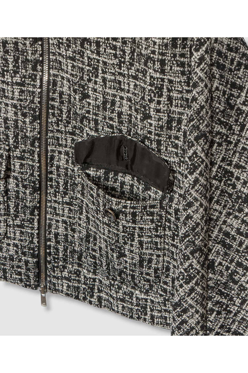 ANAYI(アナイ)｜ツイーディージャガードポケットブルゾン/ブラック の