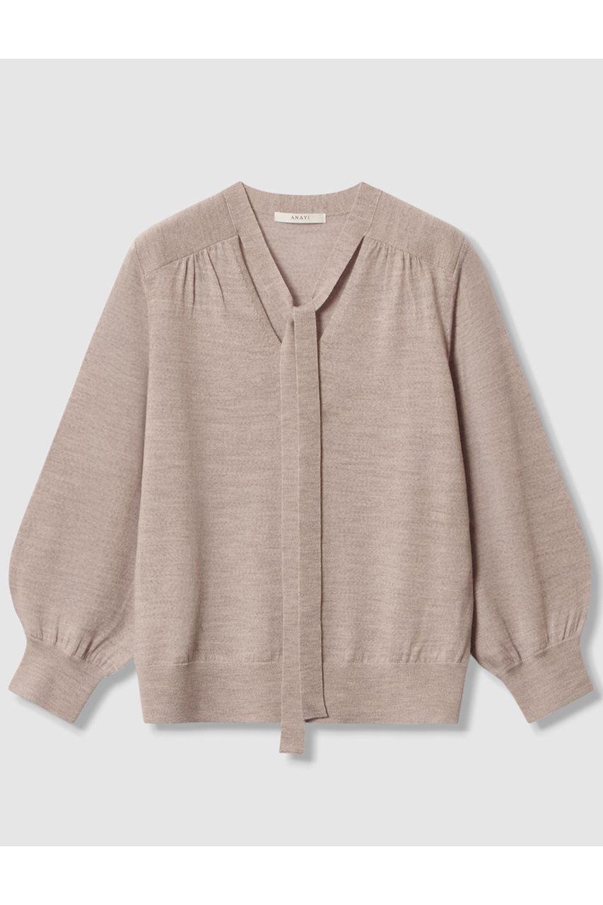 エキストラファインメリノタイ付きVネック プルオーバー