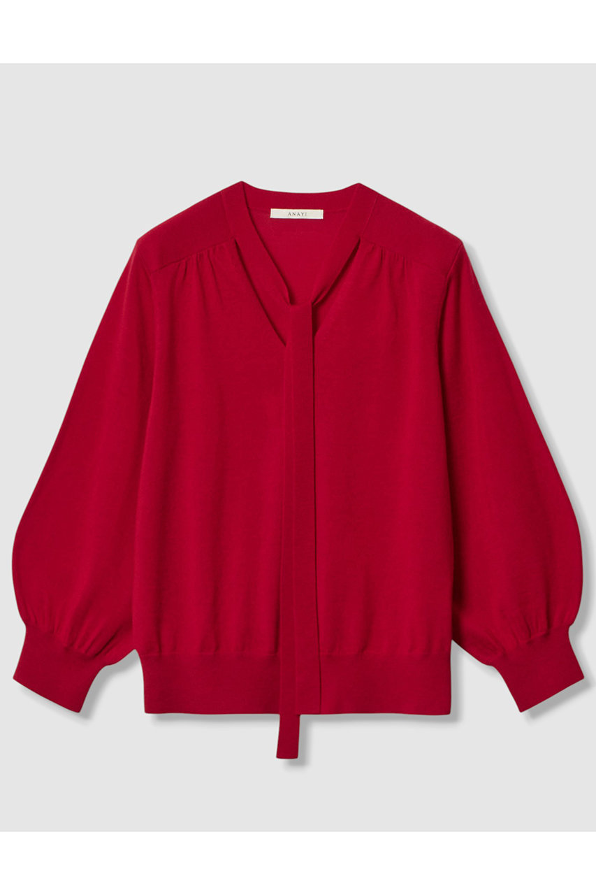 アナイ/ANAYIのエキストラファインメリノタイ付きＶネック プルオーバー(レッド/10252816370-43-380)
