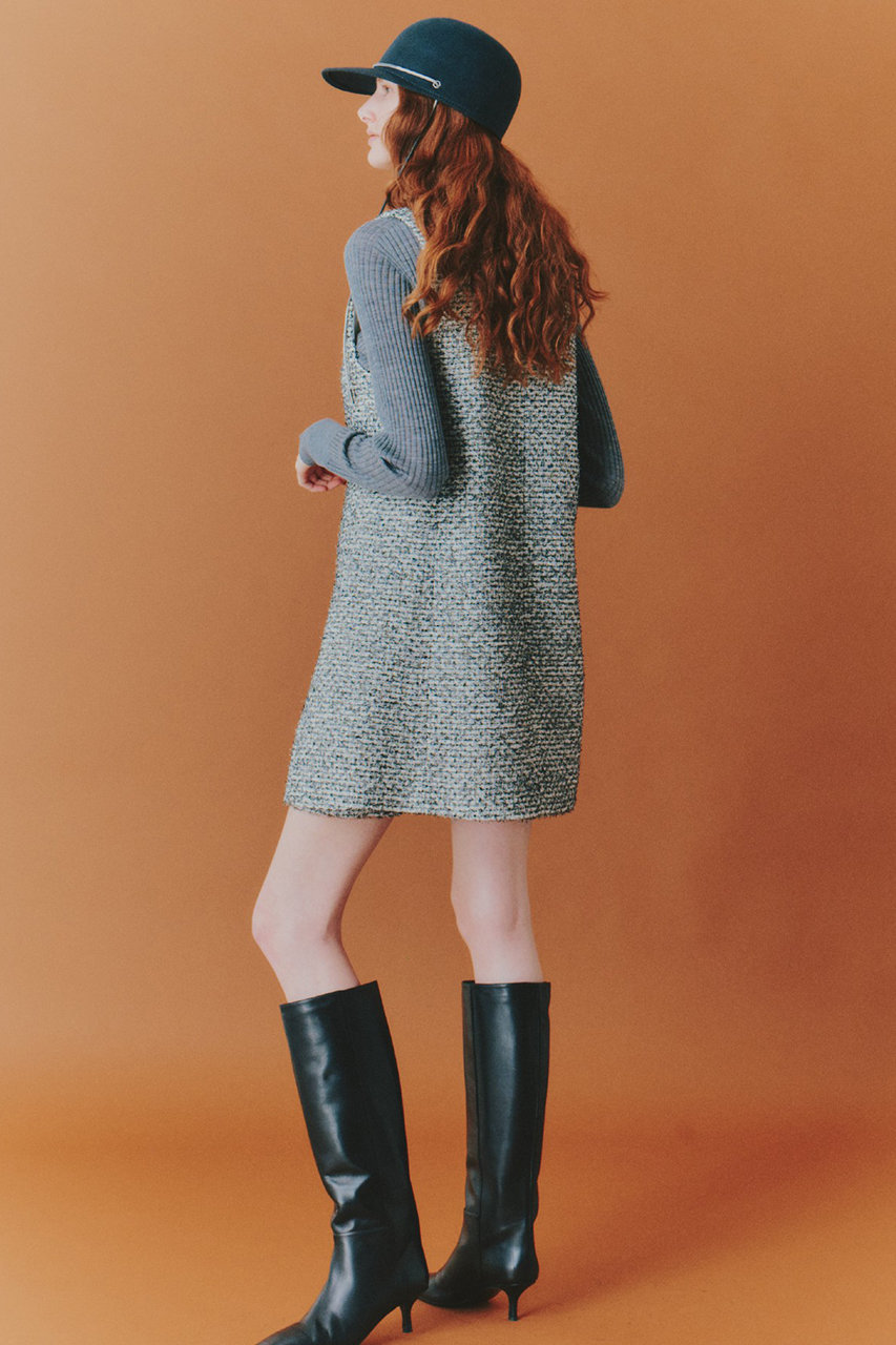 ANAYI(アナイ)｜ラメファンシーツイードジレ ワンピース/ホワイト の