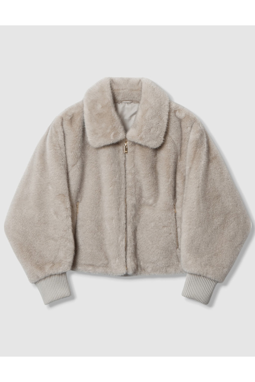 ANAYI フェイクミンクファーブルゾン (グレージュ, 38) アナイ ELLE SHOP ANAYI フェイクミンクファーブルゾン (グレージュ, 38) アナイ ELLE SHOP